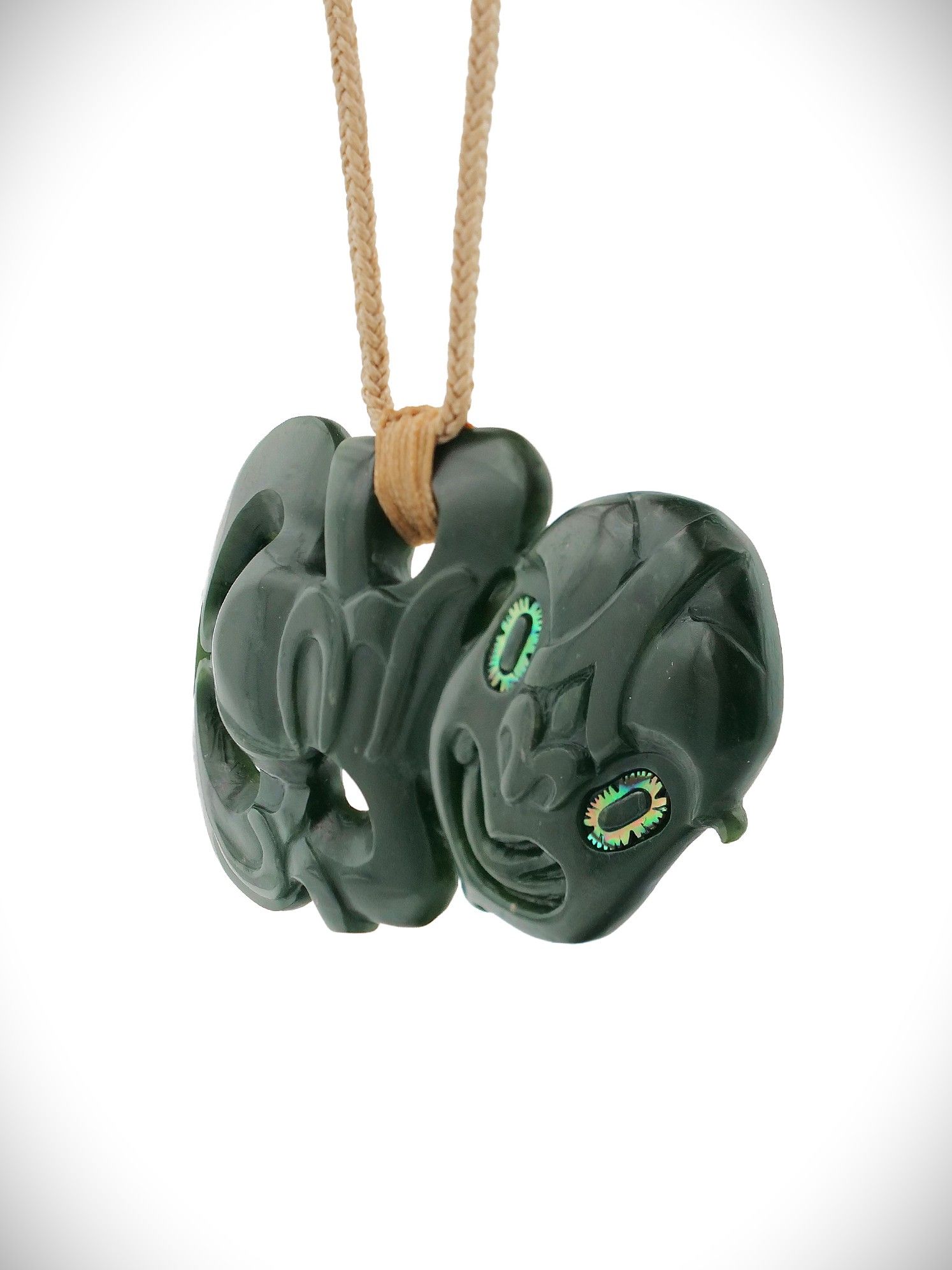 Moko Pounamu Hei Tiki NZ Genuine Kawakawa Greenstone - Parakai