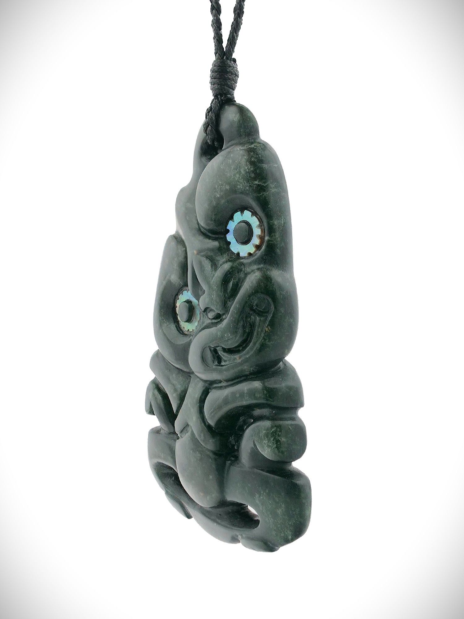Moko Pounamu Hei Tiki NZ Genuine Kawakawa Greenstone - Arapohue
