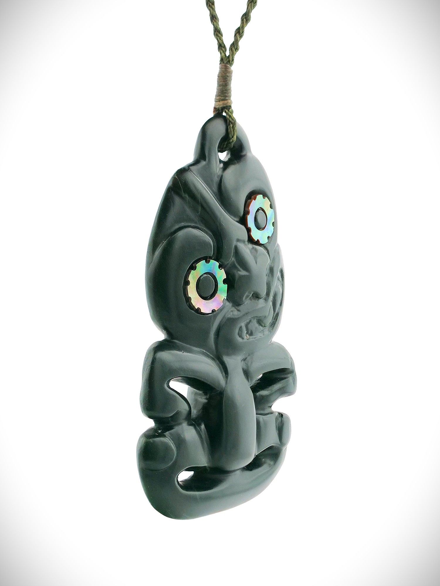 Moko Pounamu Hei Tiki NZ Genuine Kawakawa Greenstone - Ohirangi