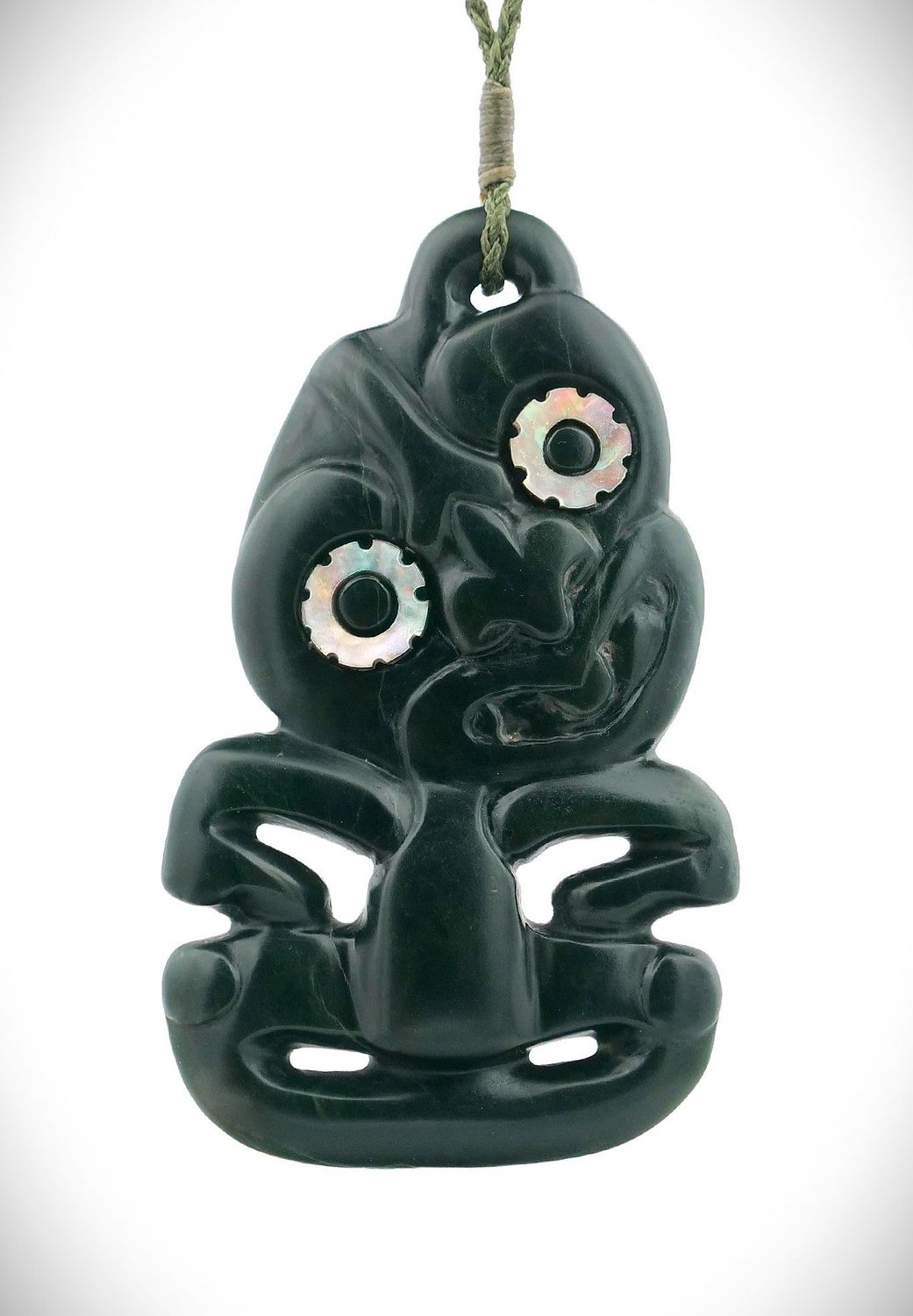 Moko Pounamu Hei Tiki NZ Genuine Kawakawa Greenstone - Ohirangi