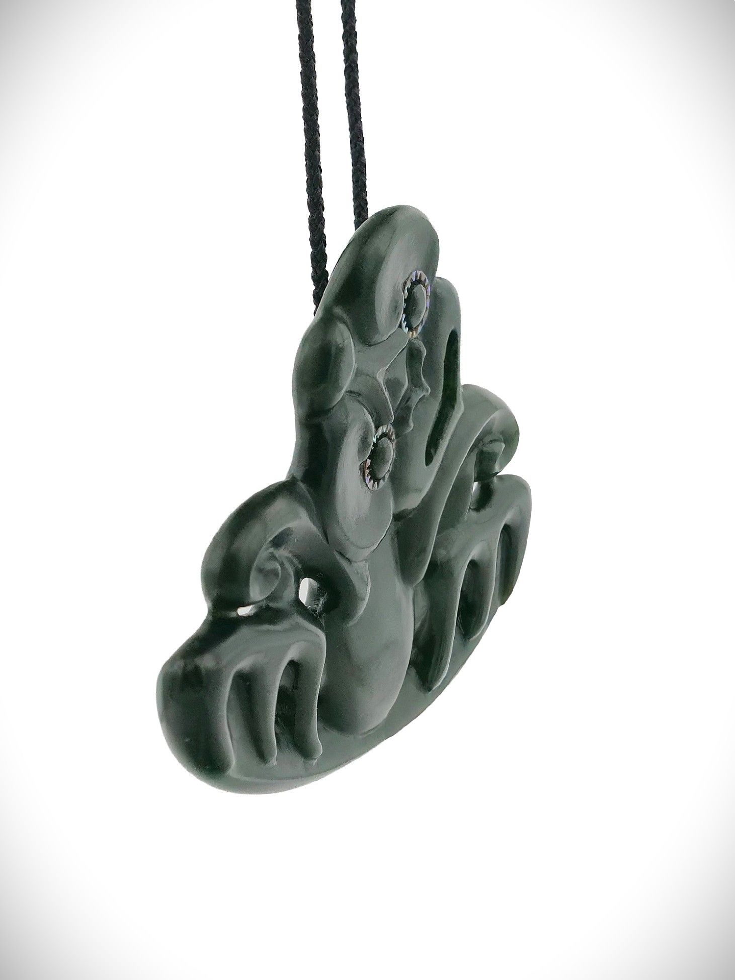 Moko Pounamu Hei Tiki Genuine NZ Kawakawa Greenstone - Motu
