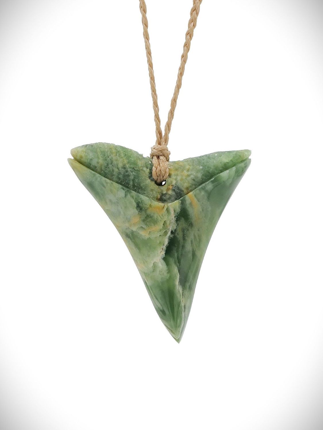 Moko Pounamu Mako Mau (Shark Tooth) Genuine NZ Kahurangi Flower Greenstone - Waimauku