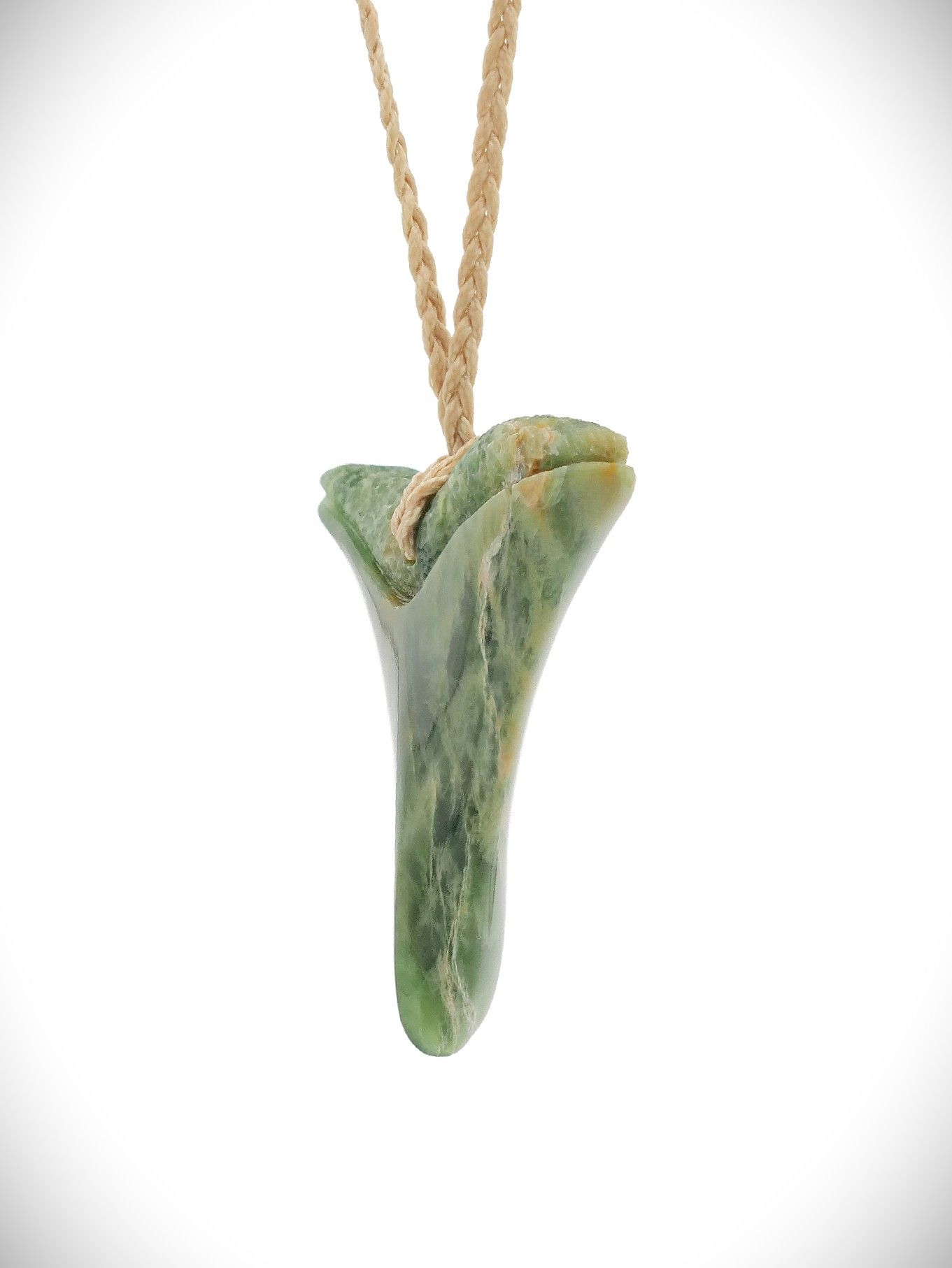 Moko Pounamu Mako Mau (Shark Tooth) Genuine NZ Kahurangi Flower Greenstone - Waimauku