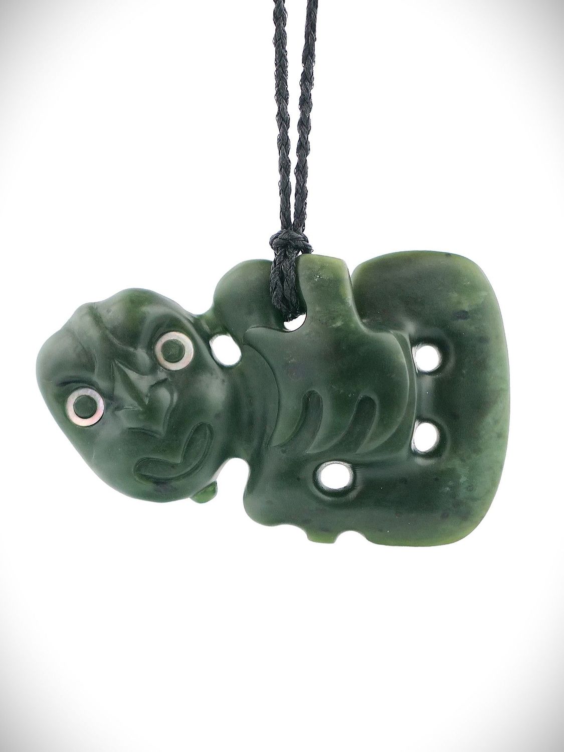 Moko Pounamu Hei Tiki NZ Genuine Kawakawa Flower Greenstone - Wharepapa Moko Pounamu Hei Tiki NZ Genuine Kawakawa Flower Greenstone - Wharepapa