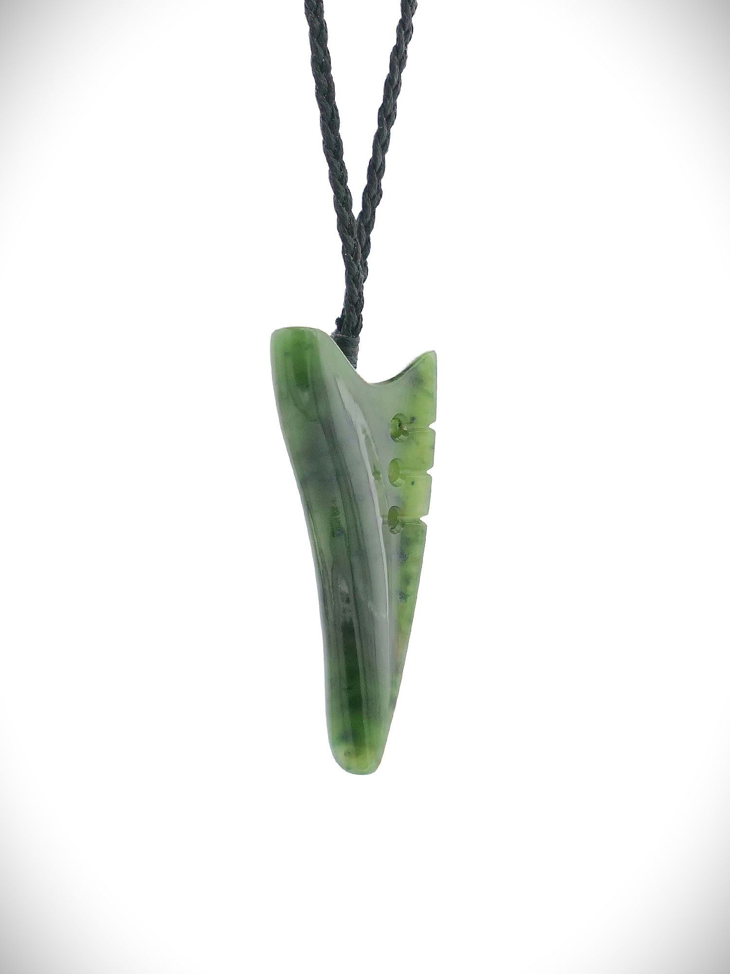 Moko Pounamu Rei Niho Genuine NZ Kawakawa Greenstone - Waiatarua