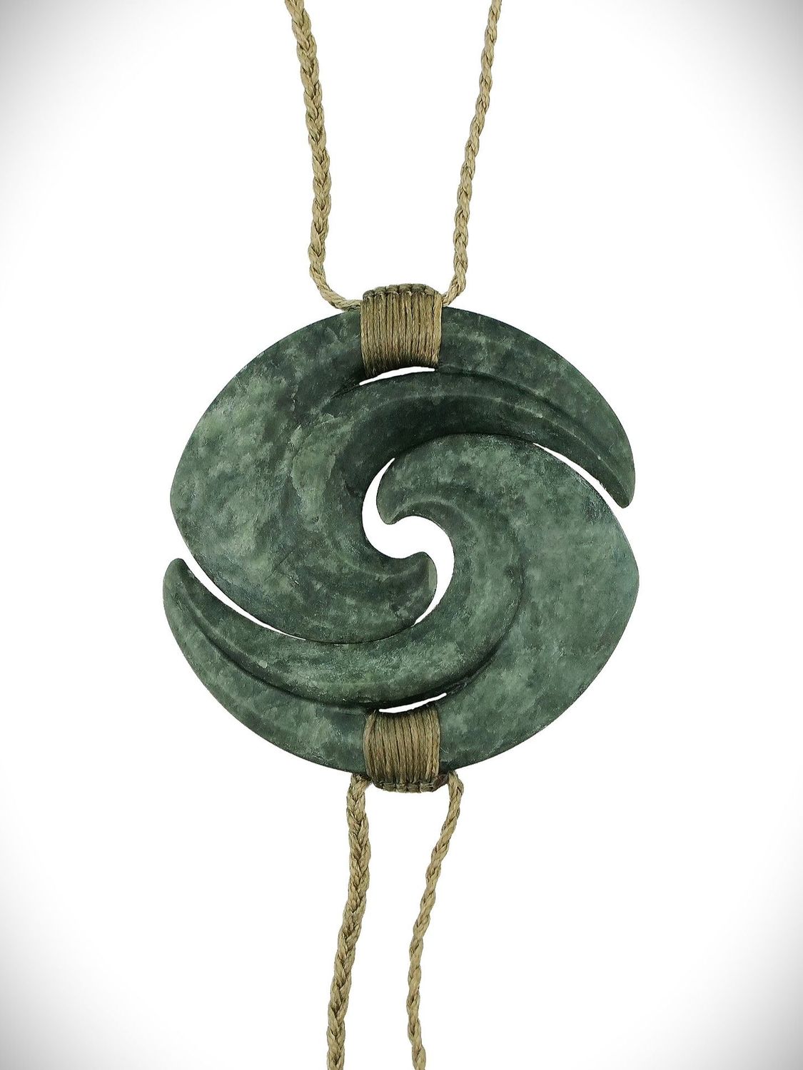 Moko Pounamu Contemporary Twin Koru's NZ Genuine Kawakawa Greenstone - Ahuroa