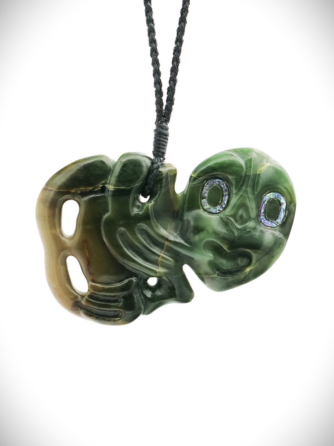 Moko Pounamu Hei Tiki NZ Genuine Inanga Flower Greenstone - Otupaka Moko Pounamu Hei Tiki NZ Genuine Inanga Flower Greenstone - Otupaka