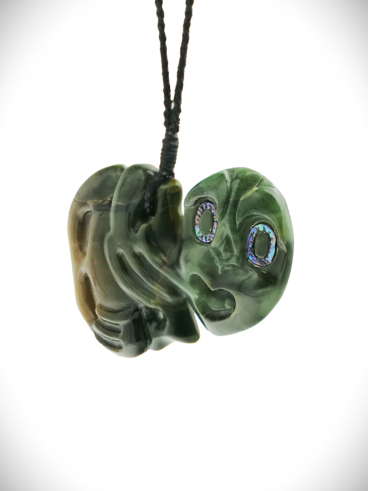 Moko Pounamu Hei Tiki NZ Genuine Inanga Flower Greenstone - Otupaka