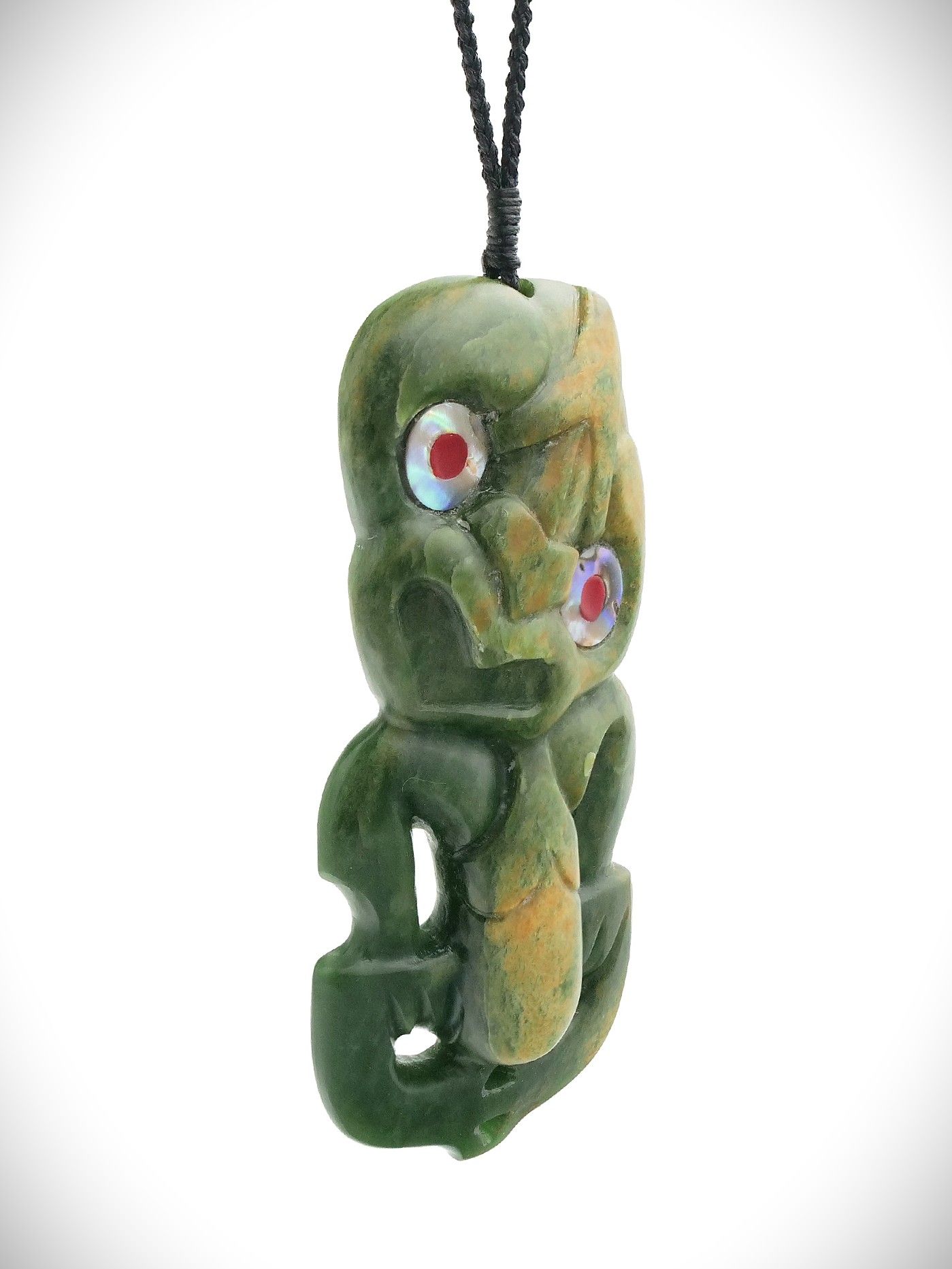 Moko Pounamu Hei Tiki NZ Genuine Marsden Flower Greenstone - Aranga
