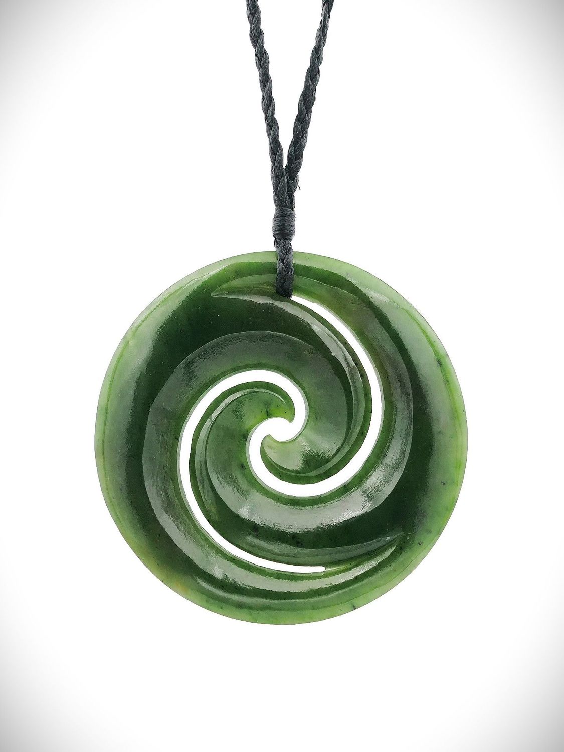 Moko Pounamu Double Koru NZ Genuine Kawakawa Greenstone - Kitekite