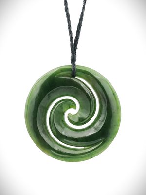 Moko Pounamu Double Koru NZ Genuine Kawakawa Greenstone - Kitekite Moko Pounamu Double Koru NZ Genuine Kawakawa Greenstone - Kitekite