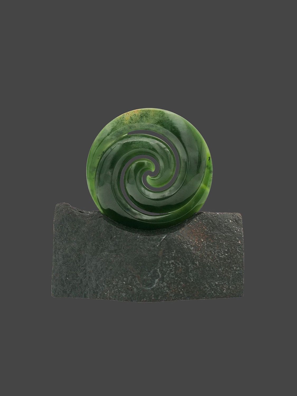 Moko Pounamu Double Koru Sculpture NZ Genuine Kahurangi Flower Greenstone - Taneatua Moko Pounamu Double Koru Sculpture NZ Genuine Kahurangi Flower Greenstone - Taneatua