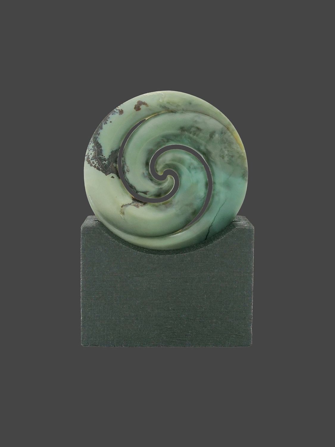 Moko Pounamu Double Koru Sculpture NZ Genuine Inanga Greenstone - Nihotupu Moko Pounamu Double Koru Sculpture NZ Genuine Inanga Greenstone - Nihotupu