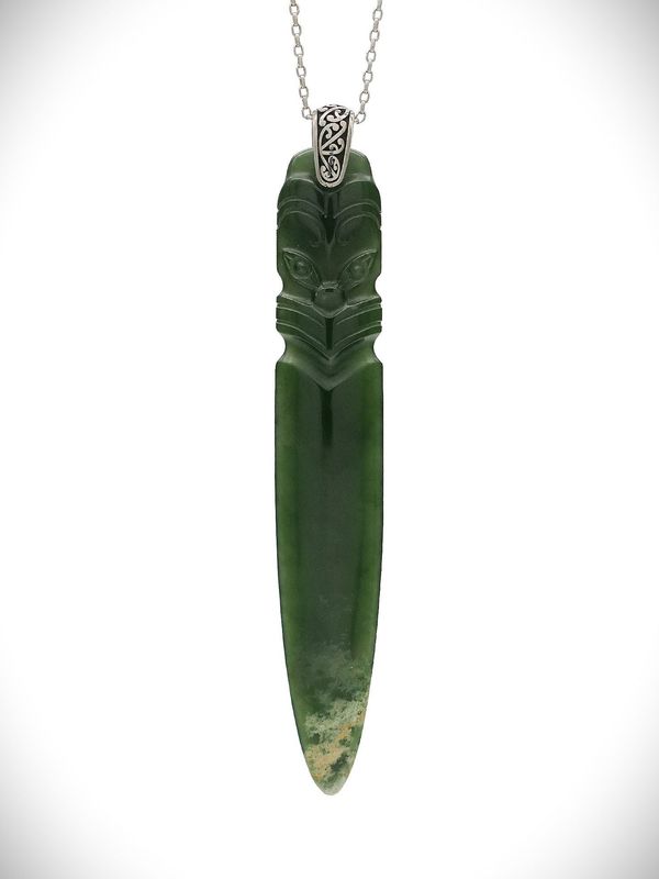 Moko Pounamu Arero Upoko NZ Genuine Kawakawa Greenstone - Parau