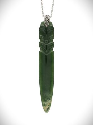 Moko Pounamu Arero Upoko NZ Genuine Kawakawa Greenstone - Parau