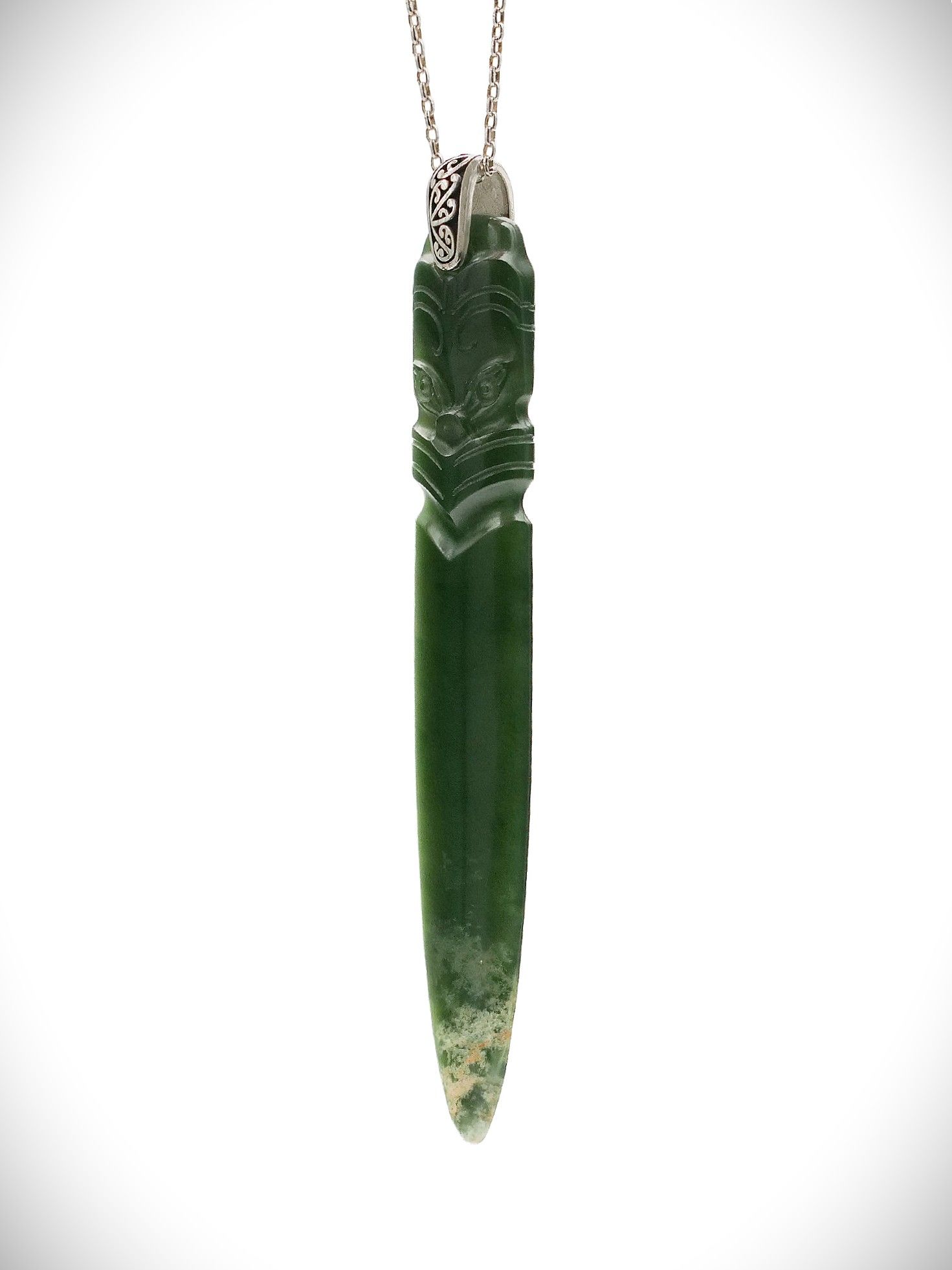 Moko Pounamu Arero Upoko NZ Genuine Kawakawa Greenstone - Parau