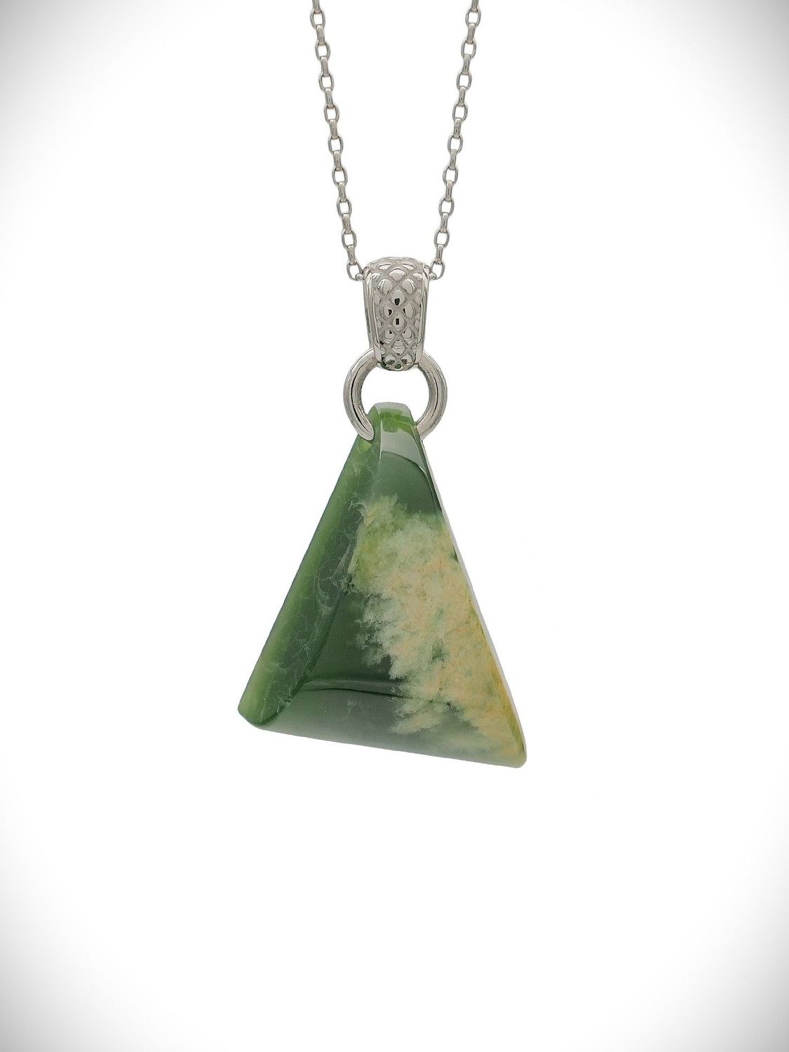 Moko Pounamu Kuru (Drop) NZ Genuine Kahurangi Flower Greenstone & Sterling Silver - Moawhango