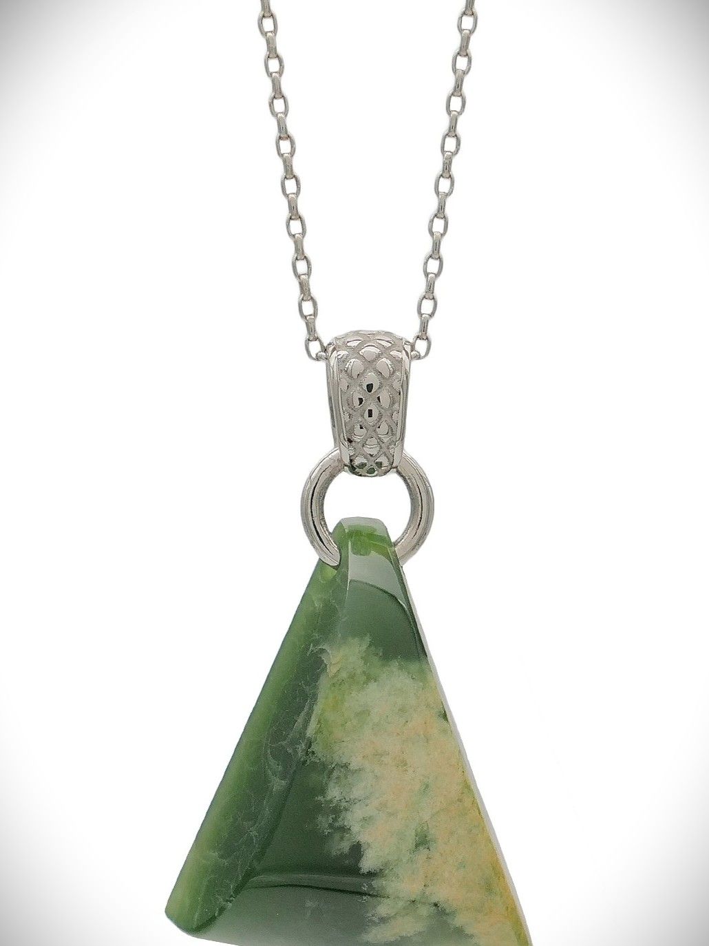 Moko Pounamu Kuru (Drop) NZ Genuine Kahurangi Flower Greenstone & Sterling Silver - Moawhango
