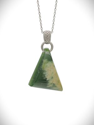 Moko Pounamu Kuru (Drop) NZ Genuine Kahurangi Flower Greenstone & Sterling Silver - Moawhango