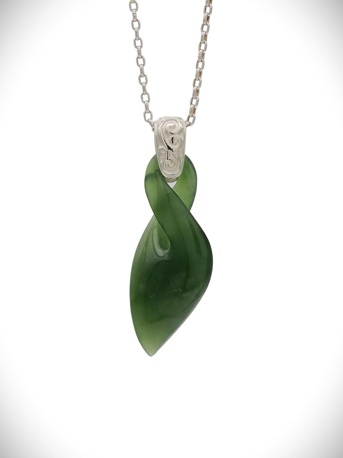 Moko Pounamu Single Pikorua NZ Genuine Kahurangi Greenstone & Sterling Silver - Rakahouka Moko Pounamu Single Pikorua NZ Genuine Kahurangi Greenstone & Sterling Silver - Rakahouka