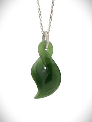 Moko Pounamu Single Pikorua NZ Genuine Kahurangi Greenstone & Sterling Silver - Waiuku Moko Pounamu Single Pikorua NZ Genuine Kahurangi Greenstone & Sterling Silver - Waiuku