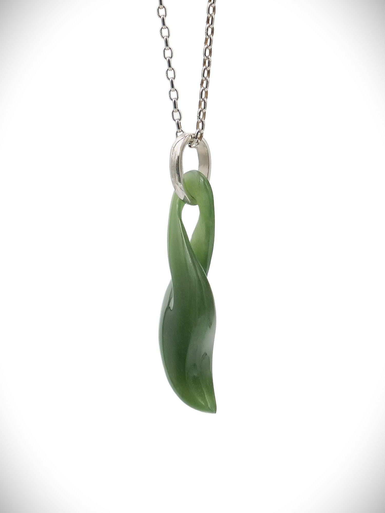 Moko Pounamu Single Pikorua NZ Genuine Kahurangi Greenstone & Sterling Silver - Waiuku