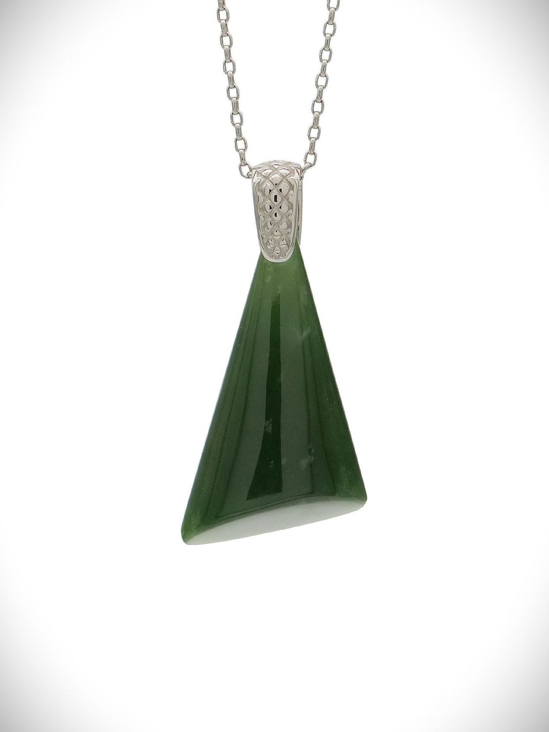 Moko Pounamu Kuru (Drop) NZ Genuine Kahurangi Greenstone & Sterling Silver - Karioitahi