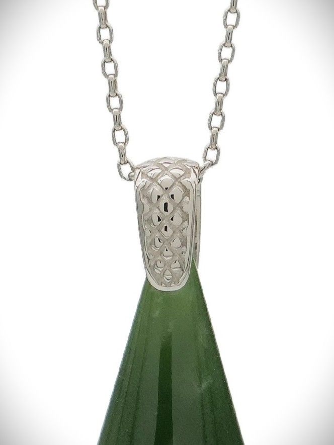 Moko Pounamu Kuru (Drop) NZ Genuine Kahurangi Greenstone & Sterling Silver - Karioitahi