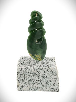 Moko Pounamu Triple Pikorua NZ Genuine Marsden Flower Greenstone - Whangarata Moko Pounamu Triple Pikorua NZ Genuine Marsden Flower Greenstone - Whangarata
