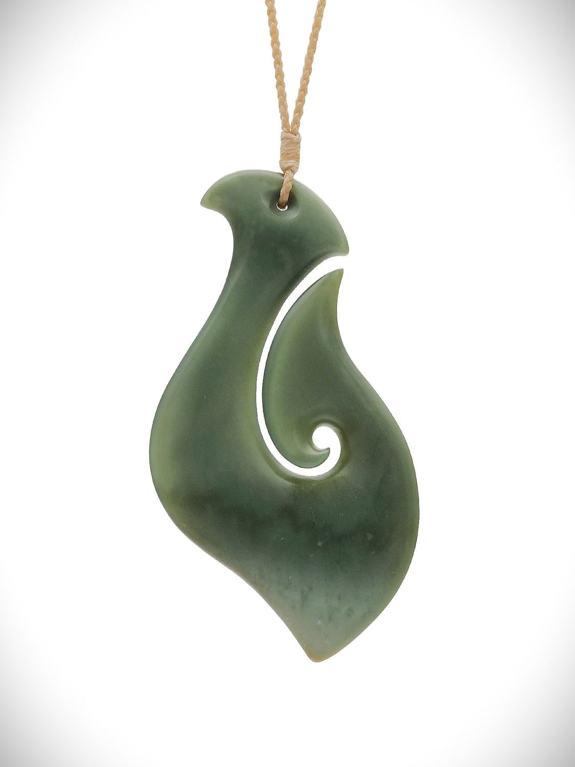 Moko Pounamu Hei Matau (Hook) Genuine NZ Inanga Greenstone - Rakaia Moko Pounamu Hei Matau (Hook) Genuine NZ Inanga Greenstone - Rakaia