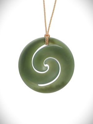 Moko Pounamu Double Koru Genuine NZ Inanga Greenstone - Kapua Moko Pounamu Double Koru Genuine NZ Inanga Greenstone - Kapua