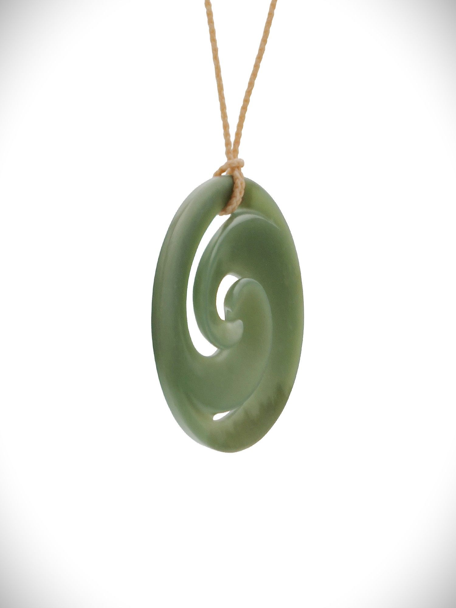 Moko Pounamu Double Koru Genuine NZ Inanga Greenstone - Kapua