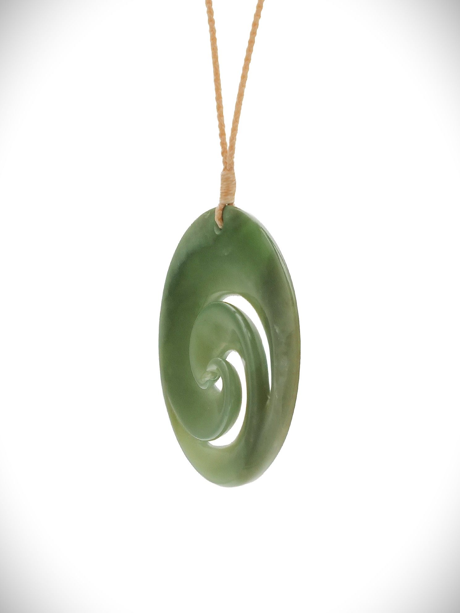 Moko Pounamu Double Koru Genuine NZ Inanga Greenstone - Waiuku