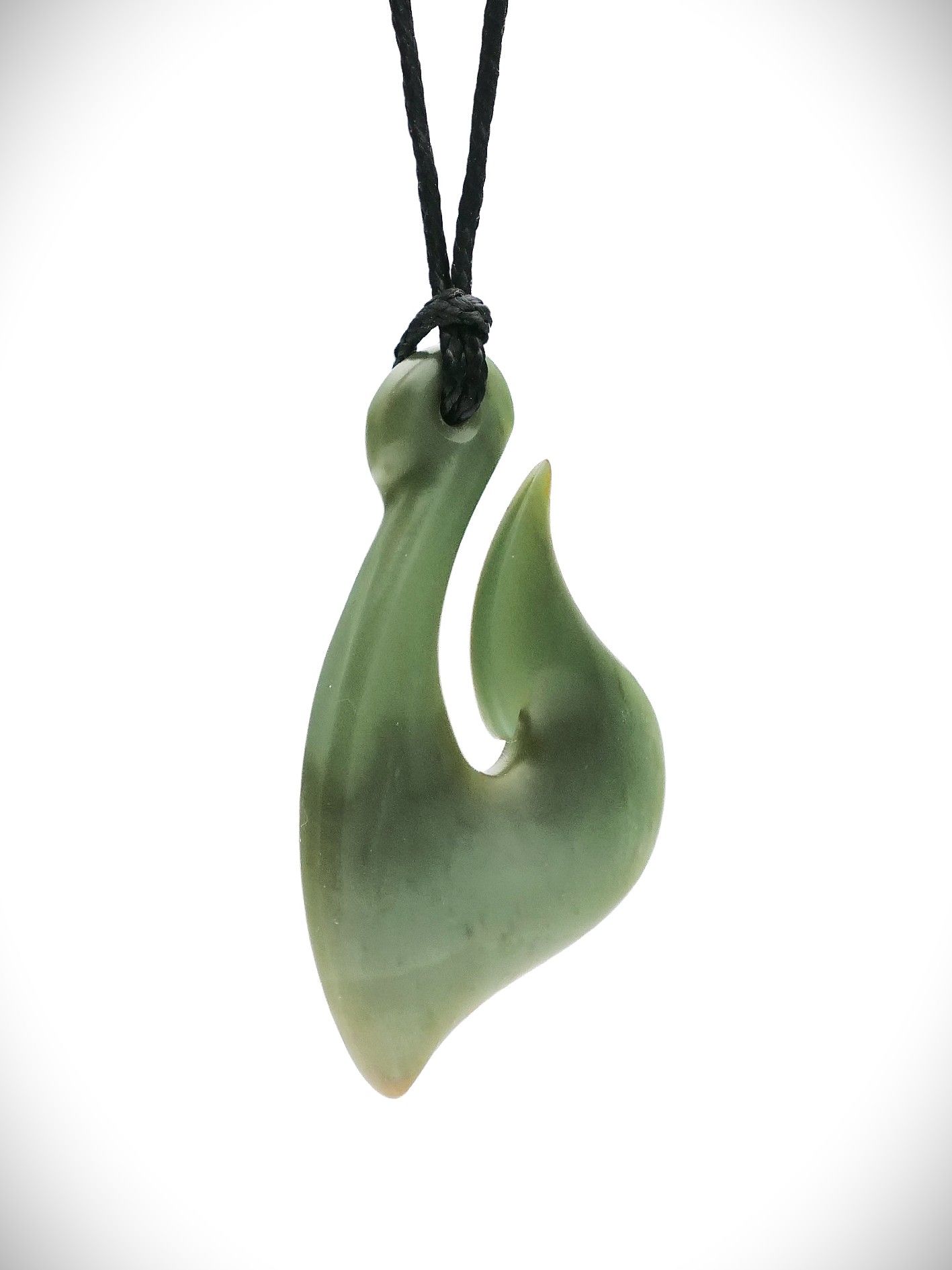 Moko Pounamu Hei Matau (Hook) Genuine NZ Inanga Greenstone - Maketu