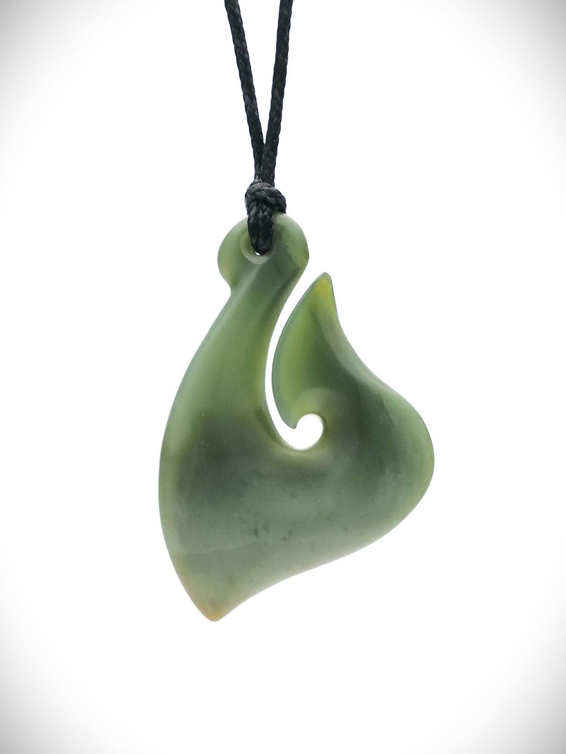 Moko Pounamu Hei Matau (Hook) Genuine NZ Inanga Greenstone - Maketu Moko Pounamu Hei Matau (Hook) Genuine NZ Inanga Greenstone - Maketu