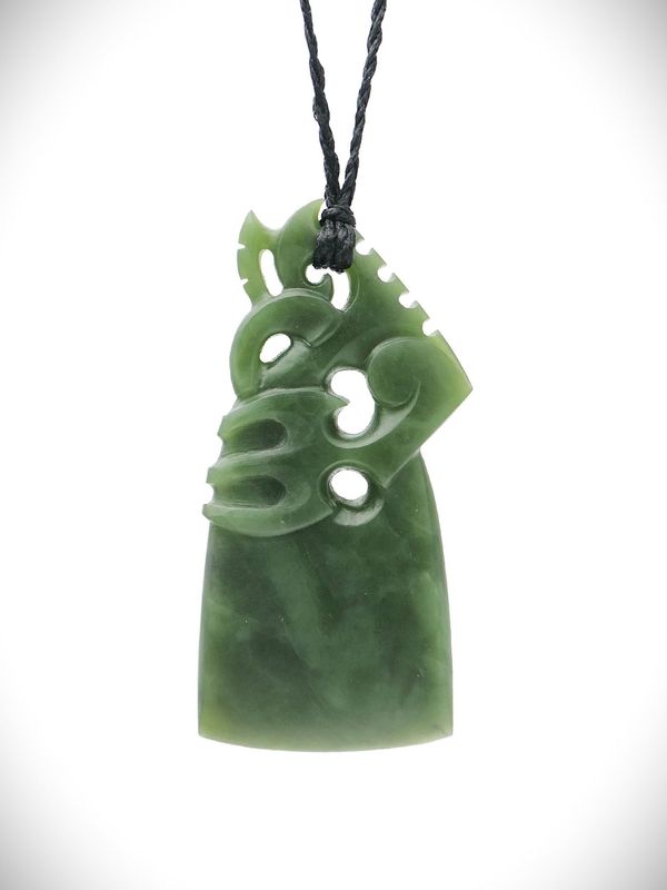 Moko Pounamu Manaia NZ Genuine Kawakawa Greenstone - Tirohanga Moko Pounamu Manaia NZ Genuine Kawakawa Greenstone - Tirohanga
