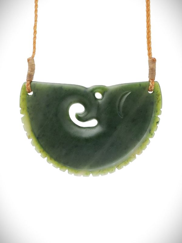 Moko Pounamu Kouma (Breastplate) NZ Genuine Kawakawa Greenstone - Patumahoe Moko Pounamu Kouma (Breastplate) NZ Genuine Kawakawa Greenstone - Patumahoe