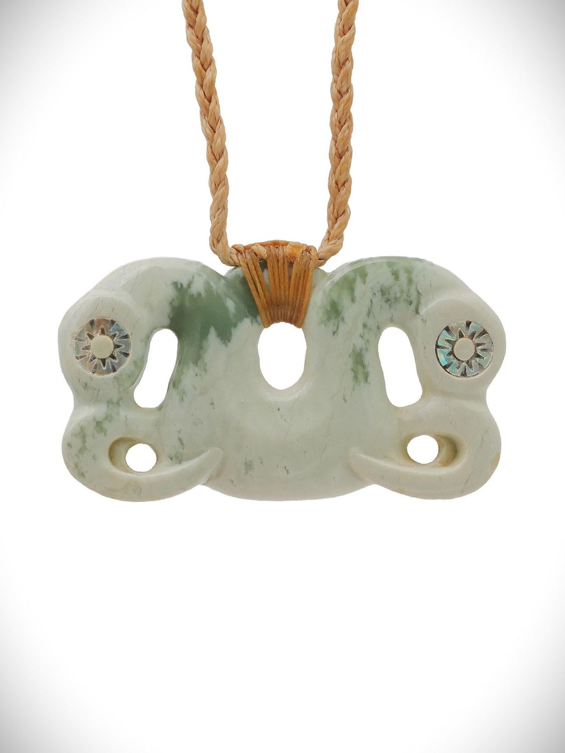 Moko Pounamu Manaia NZ Genuine Inanga Flower Greenstone - Whakaraupo