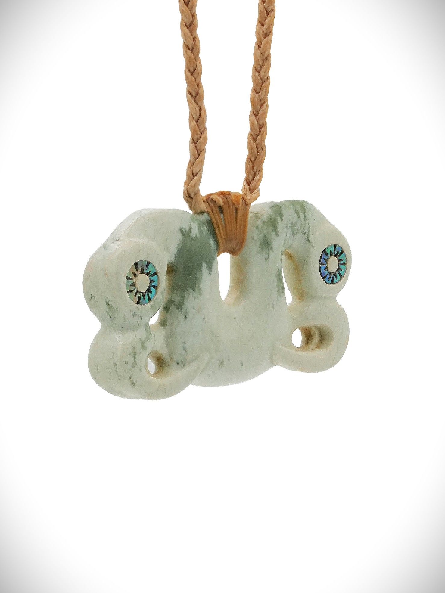 Moko Pounamu Manaia NZ Genuine Inanga Flower Greenstone - Whakaraupo