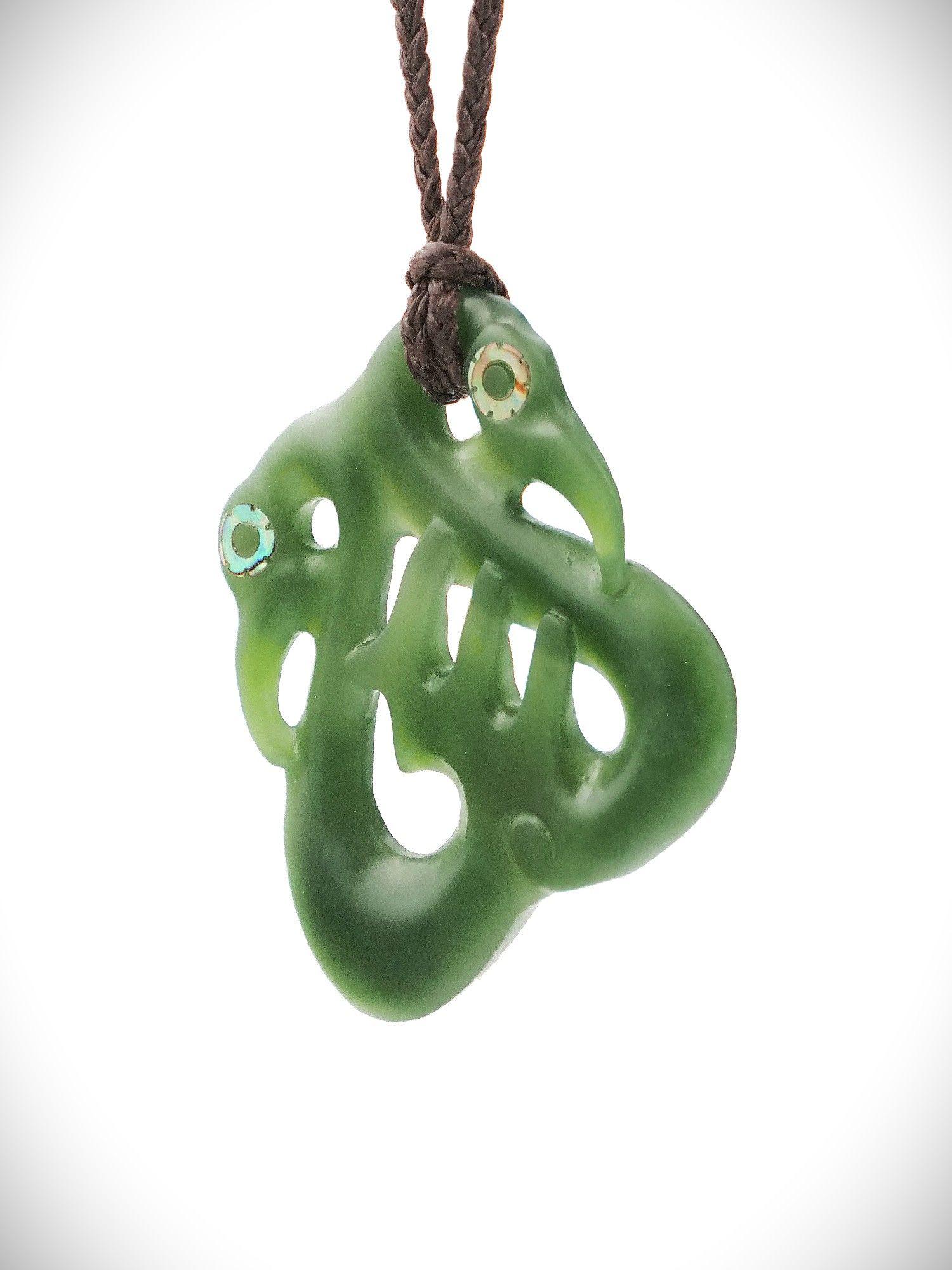 Moko Pounamu Double Manaia NZ Genuine Kahurangi Greenstone - Rotoiti