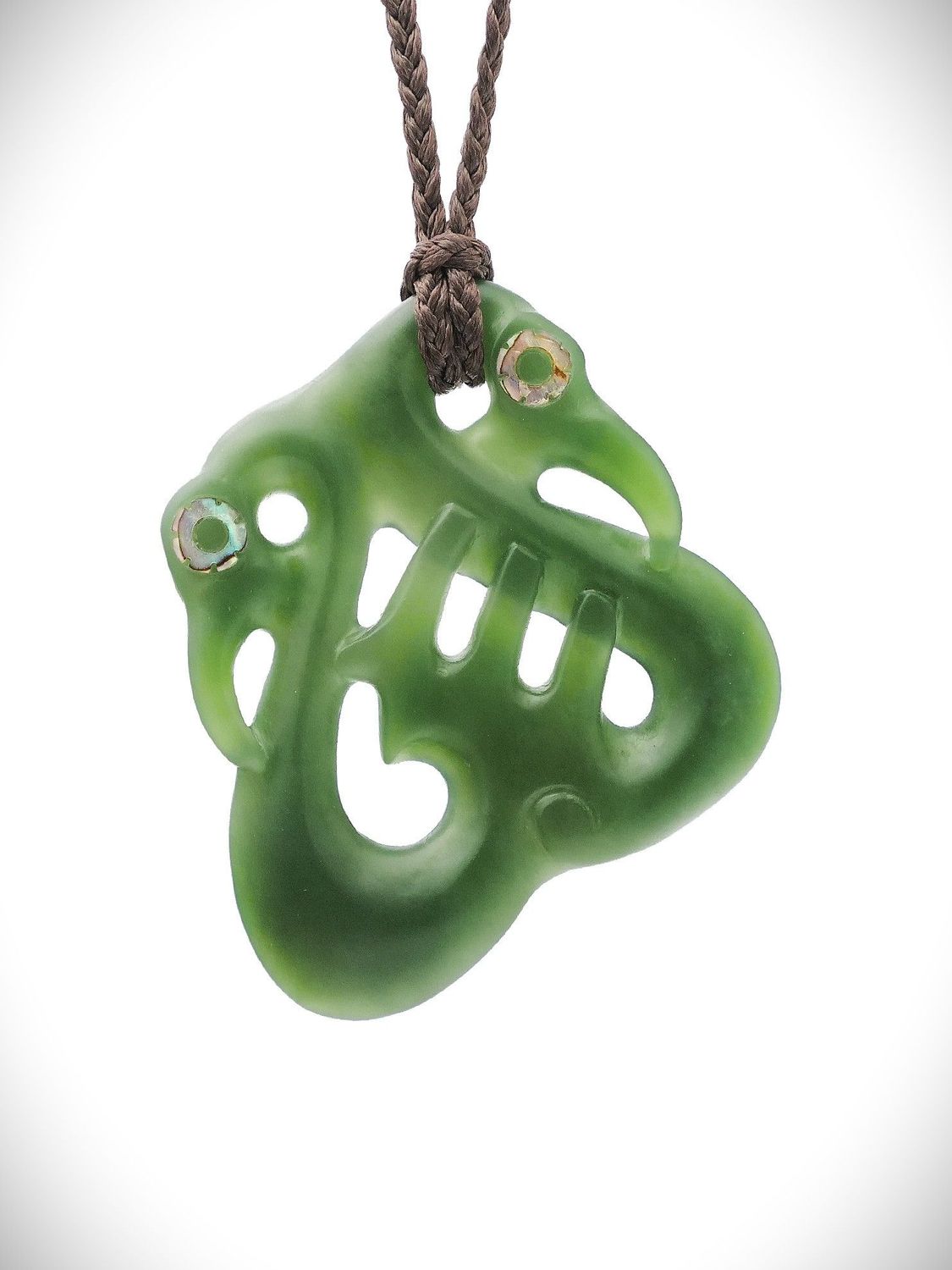 Moko Pounamu Double Manaia NZ Genuine Kahurangi Greenstone - Rotoiti