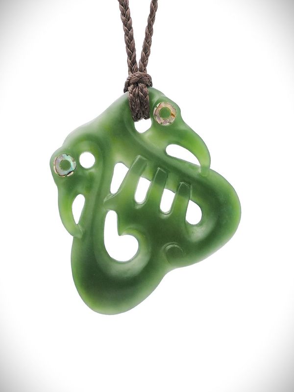Moko Pounamu Double Manaia NZ Genuine Kahurangi Greenstone - Rotoiti Moko Pounamu Double Manaia NZ Genuine Kahurangi Greenstone - Rotoiti