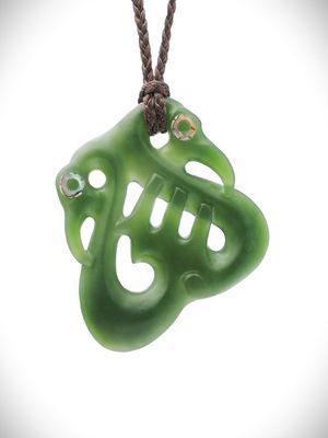 Moko Pounamu Double Manaia NZ Genuine Kahurangi Greenstone - Rotoiti
