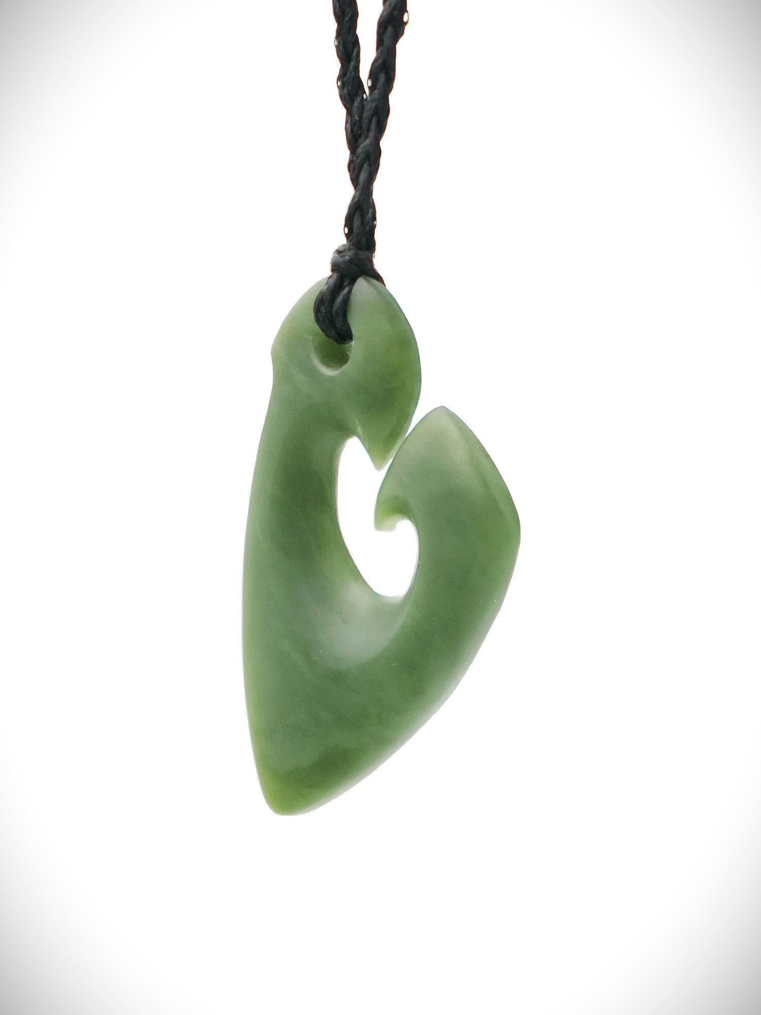 Moko Pounamu Hei Matau (Hook) NZ Genuine Kawakawa Greenstone - Whangarata