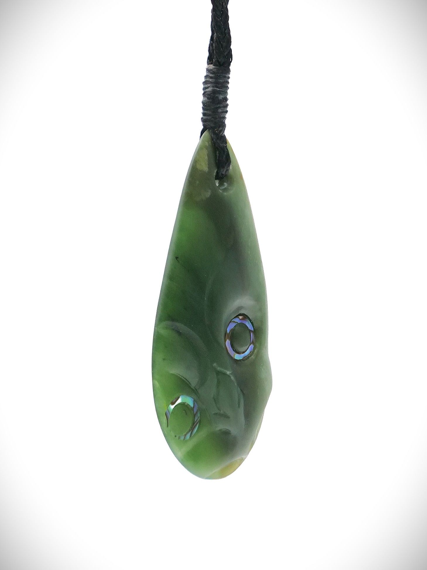 Moko Pounamu Roimata (Teardrop) NZ Genuine Kawakawa Flower Greenstone - Makaranui