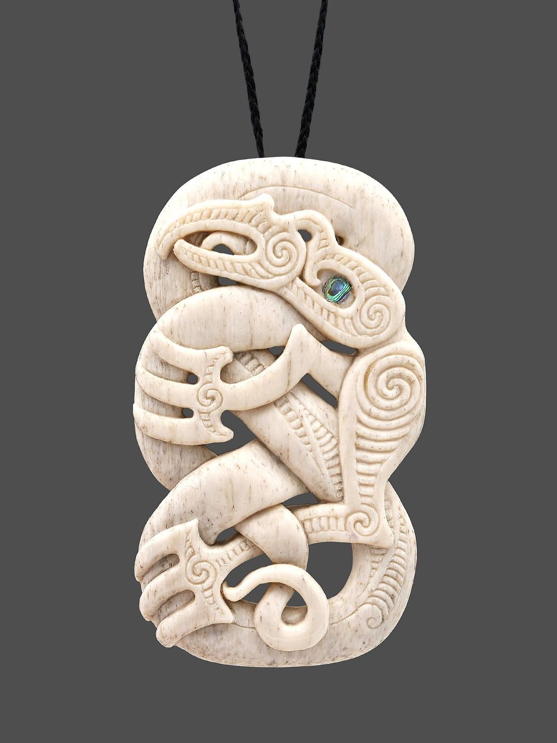 Moko Pounamu Ocean Taniwha Genuine Whale Bone - Ramarama