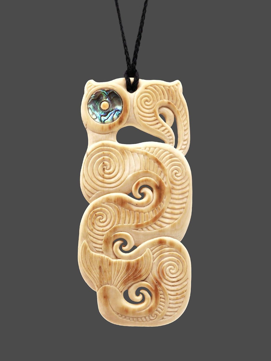 Moko Pounamu Taniwha Genuine Mammoth Ivory - Tauranganui