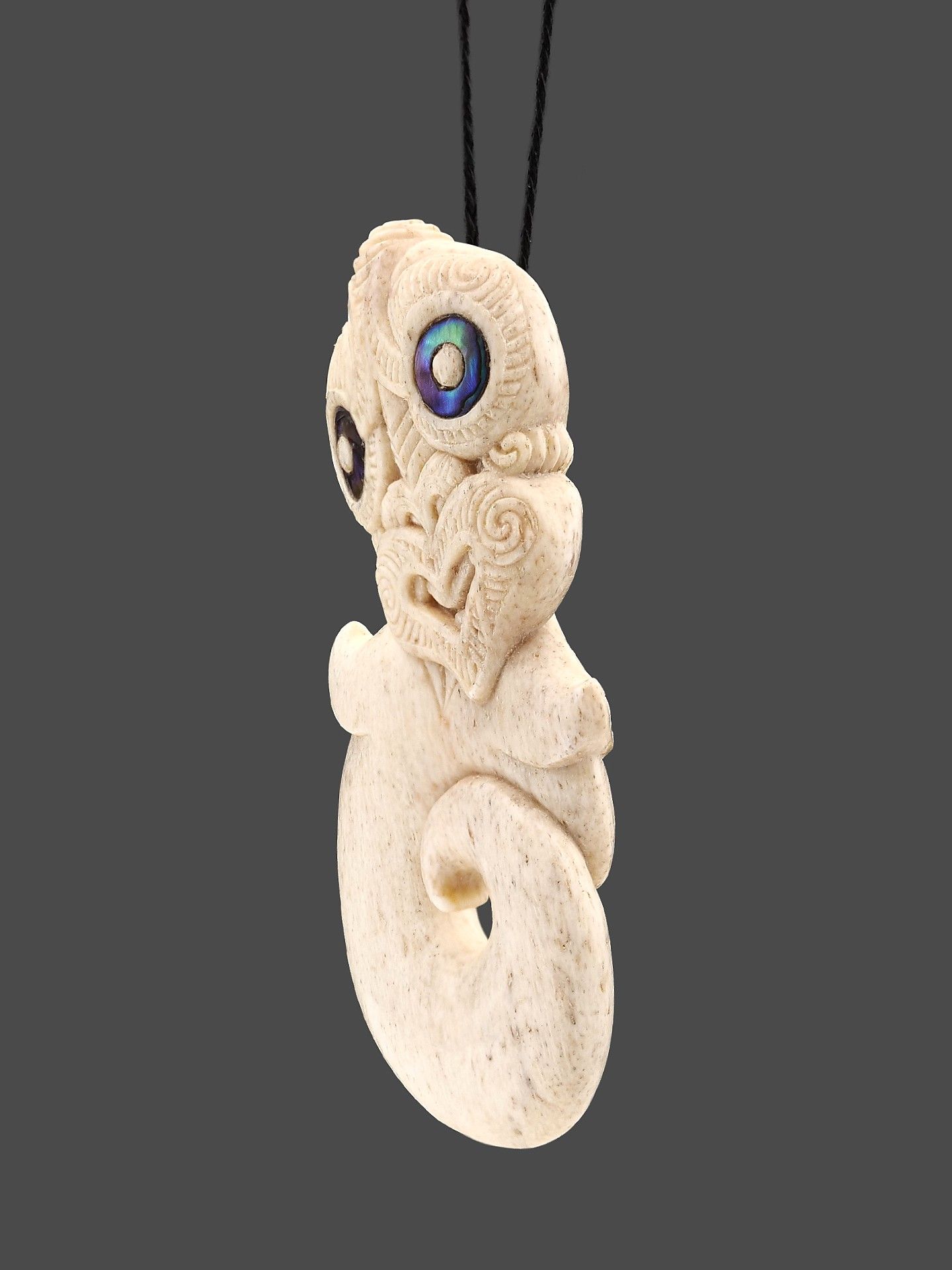 Moko Pounamu Hei Tiki Genuine Whale Bone - Tuahine