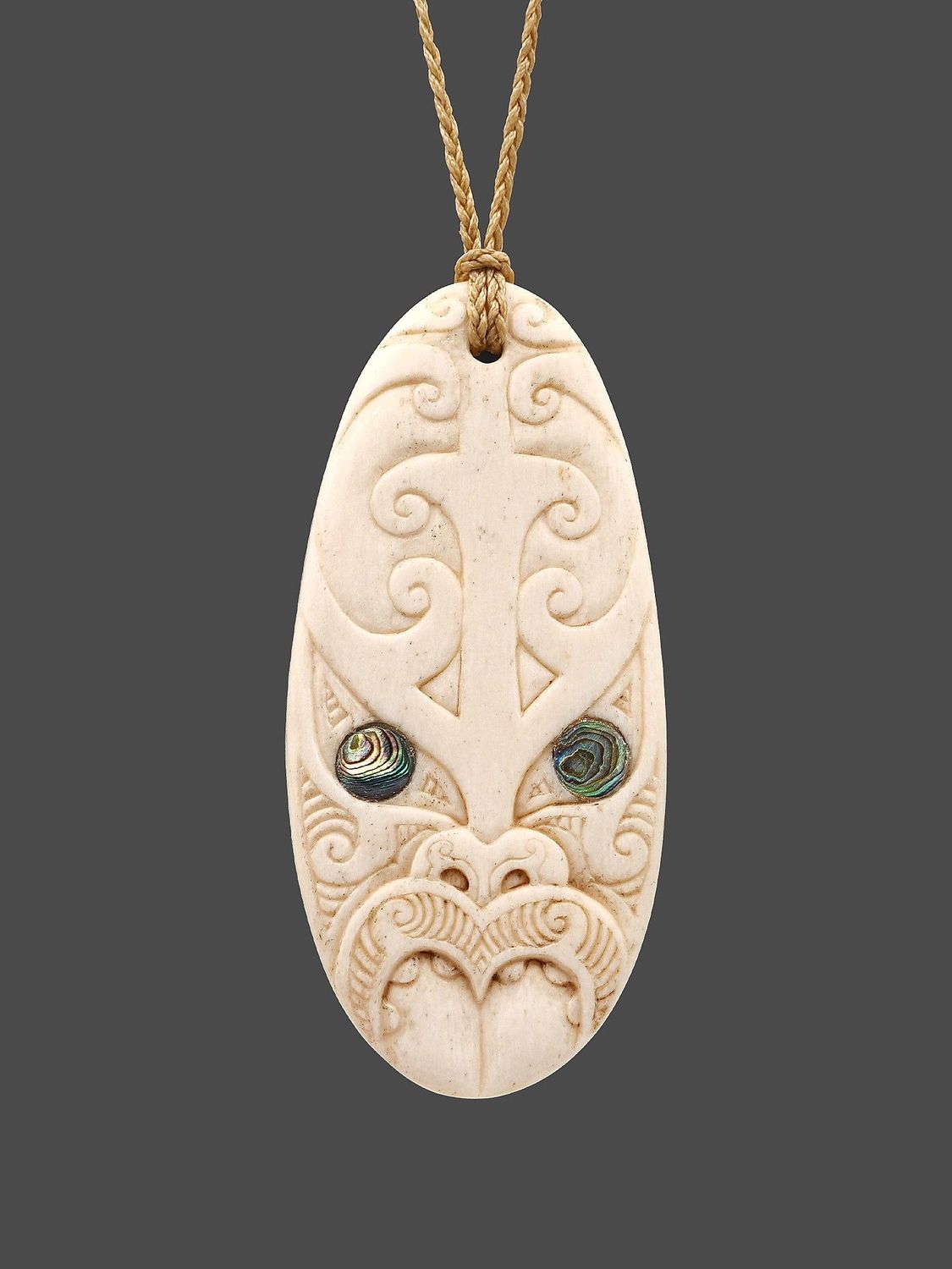 Moko Pounamu Guardian Mask Genuine Whale Bone - Onewhero