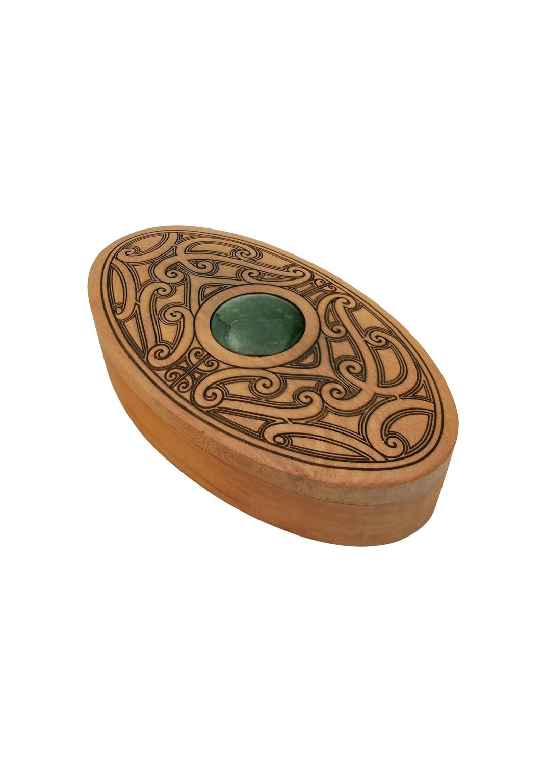 Moko Pounamu Wakahuia (Treasure box) Genuine NZ Kawakawa Greenstone & Rimu - Auripo Moko Pounamu Wakahuia (Treasure box) Genuine NZ Kawakawa Greenstone & Rimu - Auripo